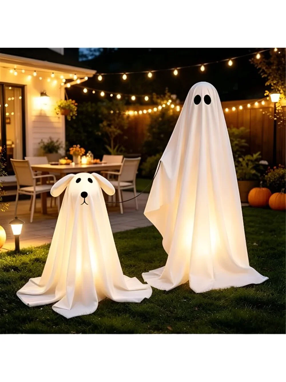 2 Pack Light Up Halloween Ghost Dog Outdoor Decor